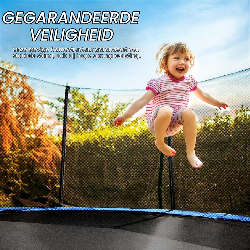 KIDUKU® vervangend veiligheidsnet voor trampoline Ø 244 305 366 427 cm (427 cm, 8 stangen)