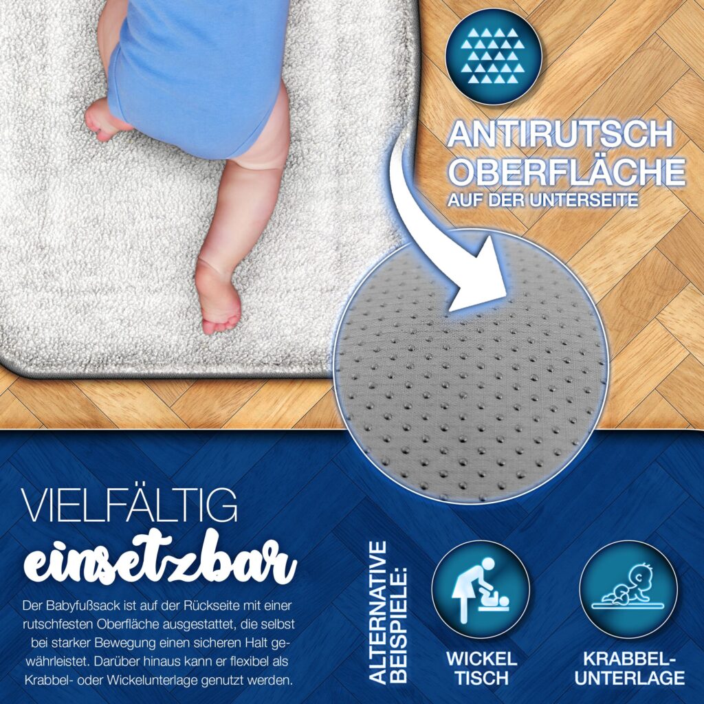 KIDUKU Wintervoetenzak voor kinderwagen - Wasbare voetenzak met ritssluiting, Jeans grijs