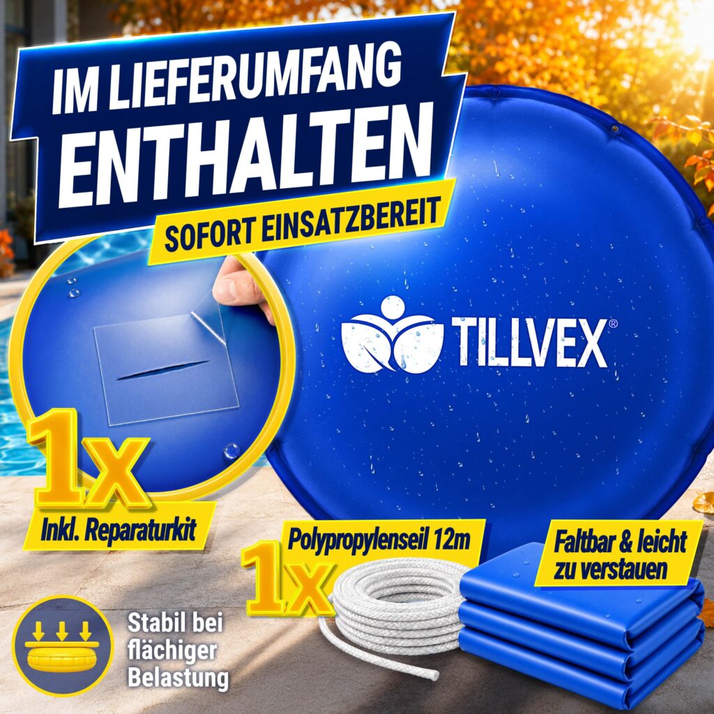 tillvex® Winterkussen voor Zwembad Ø 3 m + 12m Touw & Reparatieset