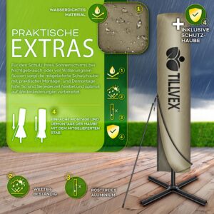 tillvex® Rechthoekige Aluminium Parasol Ø 330 cm met Afdekking en Windscherm