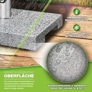 tillvex® Granieten parasolstandaard met handvat, 25 kg, rechthoekig