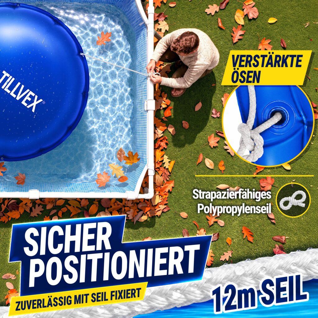 tillvex® Winterkussen voor Zwembad Ø 3 m + 12m Touw & Reparatieset